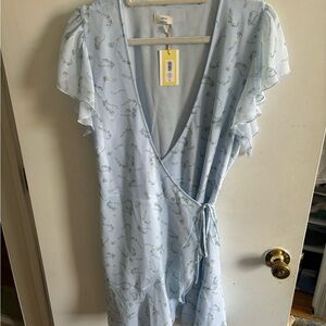 Wilfred Light Blue Floral Wrap Dress